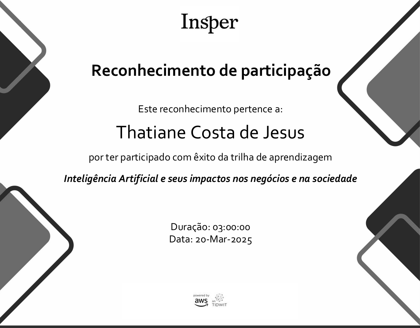 Certificado Inteligência Artificial E Seus Impactos Nos Negócios E Na Sociedade
